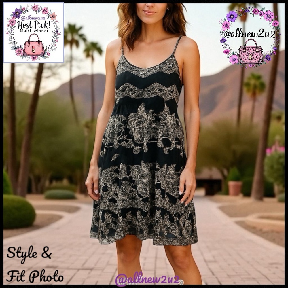 Anthropologie Raga Black & White Indian Print Dress Size S